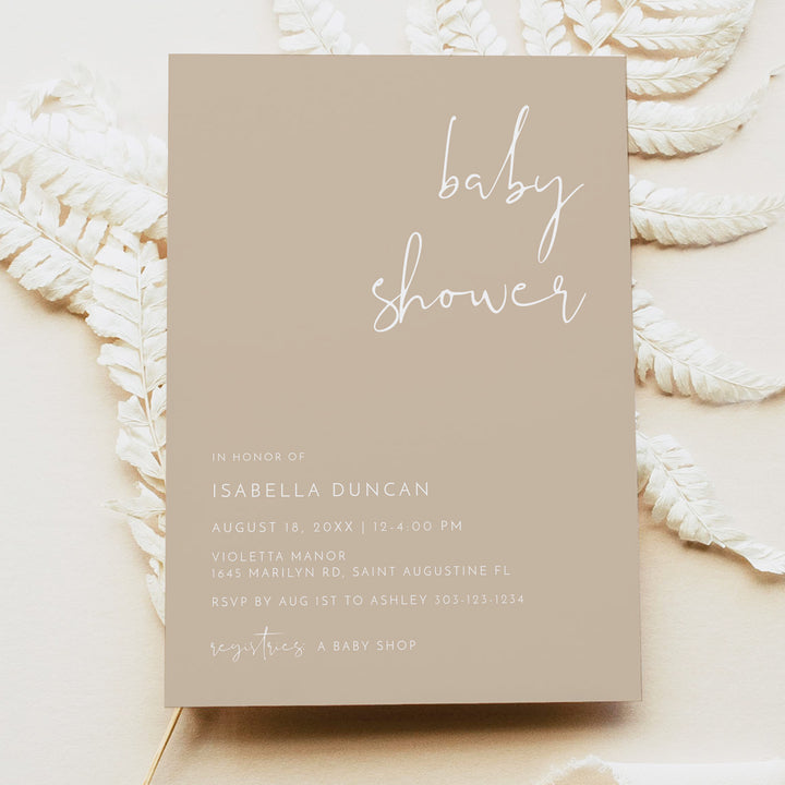INDIE Taupe Gender Neutral Boho Shower Invitation