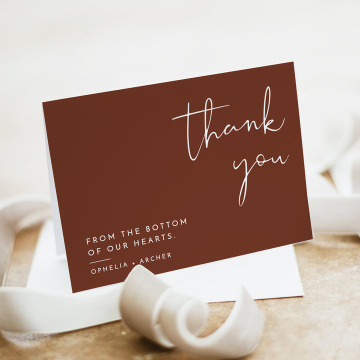 CORIANDER Personalized Burnt Orange Fall Wedding Thank You Card