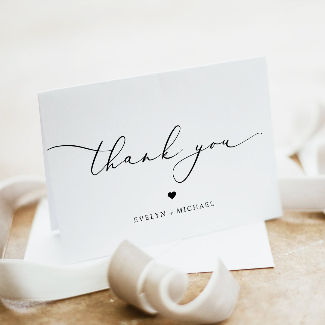 EVELYN Personalized Elegant Wedding Thank You Card
