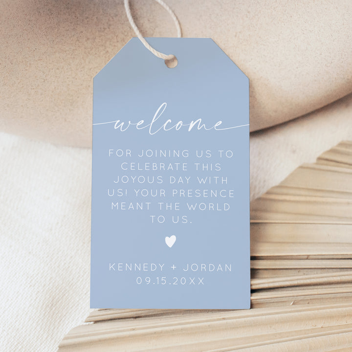 KENNEDY Elegant Sky Blue Wedding Welcome Bag Tags