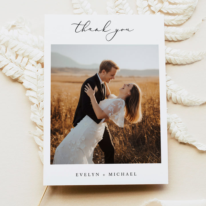 EVELYN Simple Wedding Photo Thank You Cards