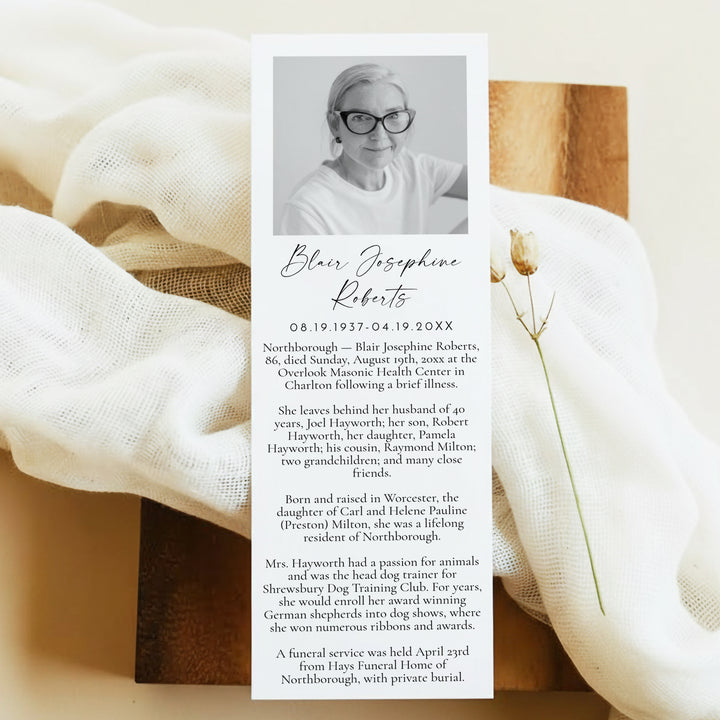 BLAIR Minimalist Unlaminated Photo Obituary Prayer Card
