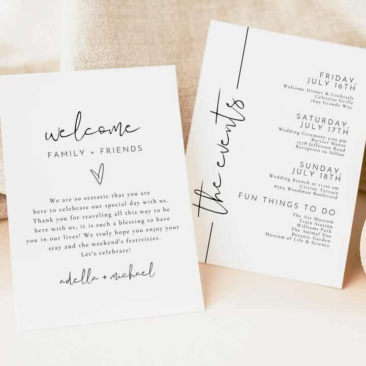 ADELLA Wedding Welcome Letter & Timeline