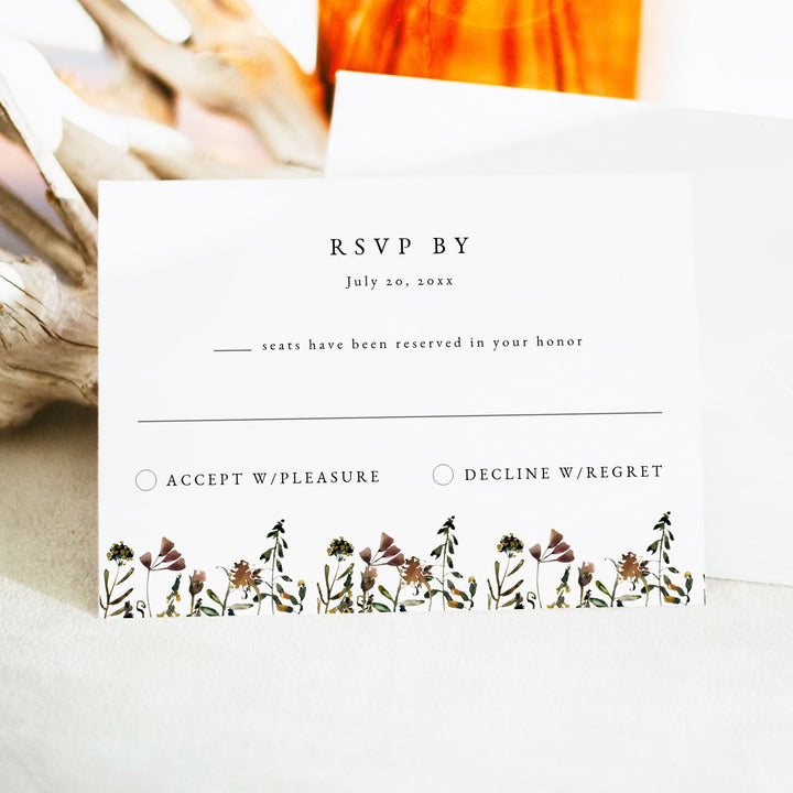 HEIDI Rustic Watercolor Mountain Wedding RSVP Card with Envelopes