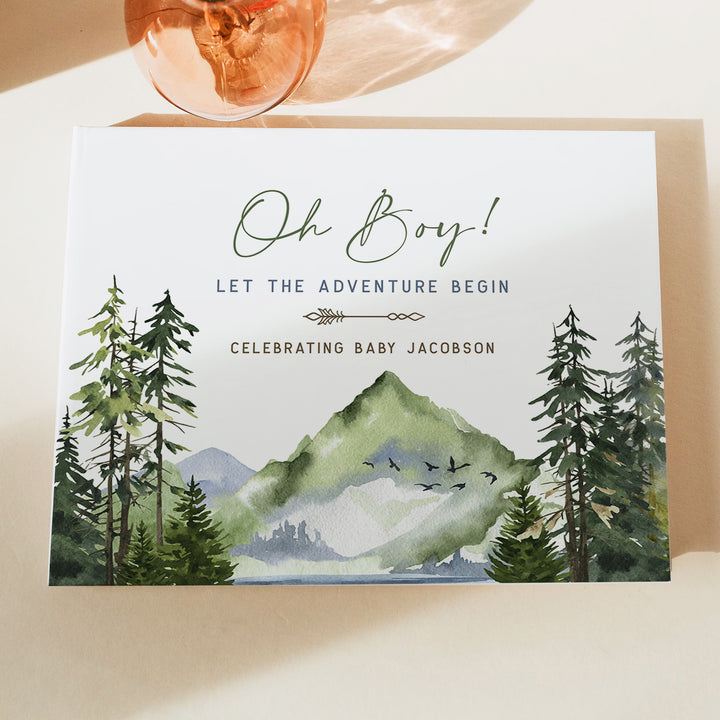 FINN Personalized Woodland Baby Shower Guest Book Keepsake