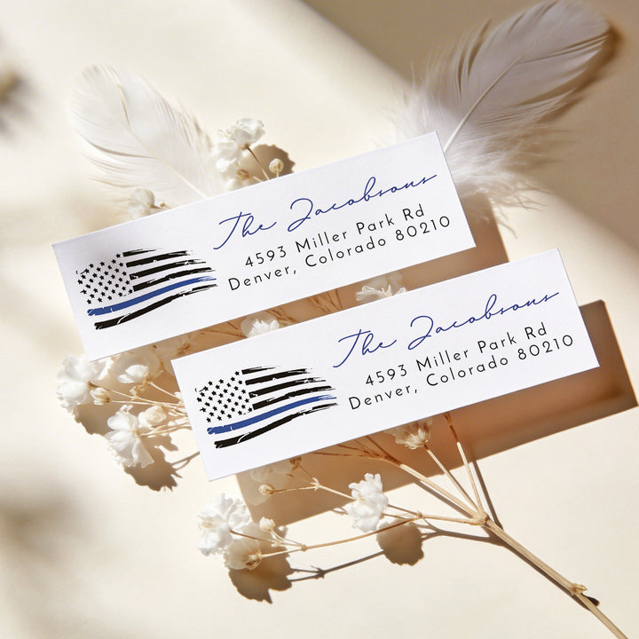 POLICE Thin Blue Line Police Flag Return Address Labels