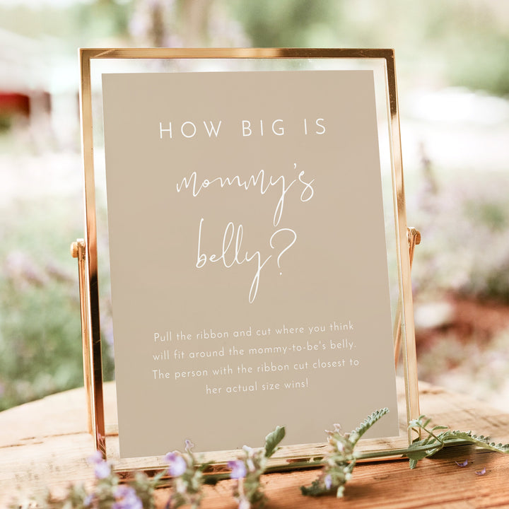 INDIE How Big is Mommy's Belly Boho Baby Shower Game Sign - Unframed