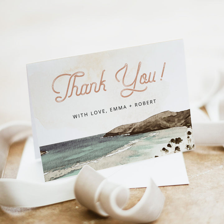 NANI Vintage Coastal Beach Thank You Cards with Envelope