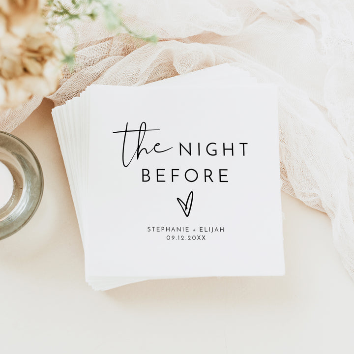 ADELLA Simple Script The Night Before Personalized Rehearsal Dinner Napkins