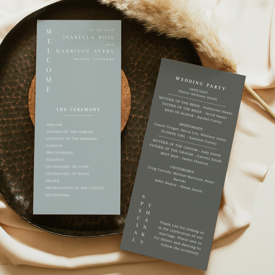 NINA Elegant Sage and Olive Green Wedding Ceremony Program