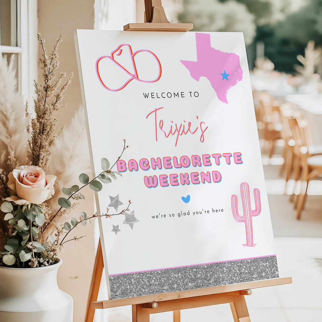 DINA Retro Texas Cowgirl Bachelorette Weekend Welcome Sign