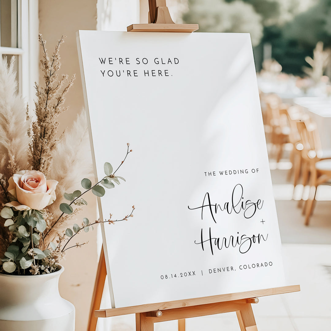 JOLIE We're So Glad You're Here Minimalist Wedding Welcome Sign