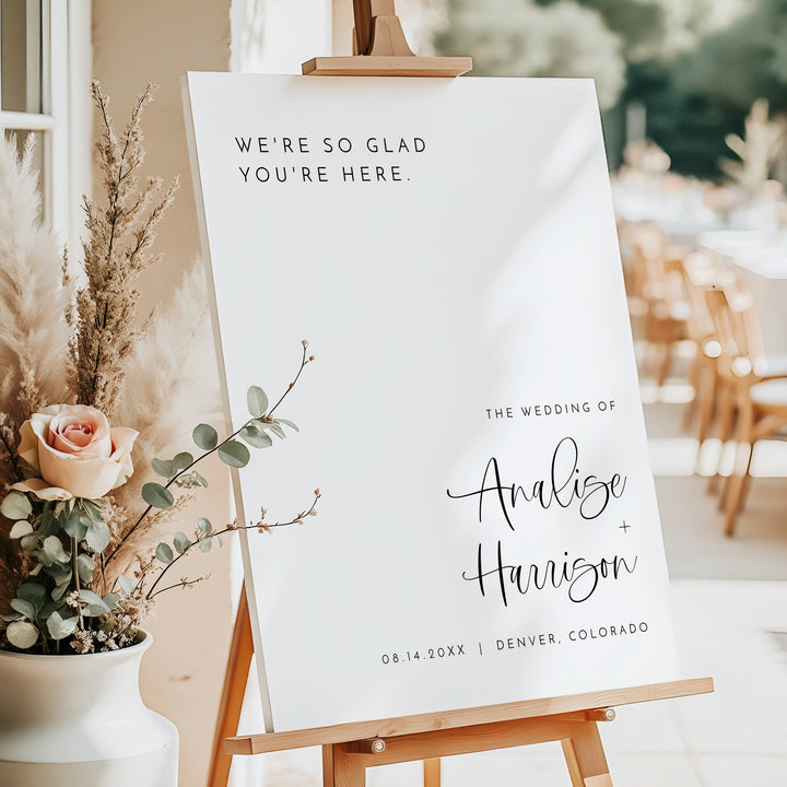 JOLIE We're So Glad You're Here Minimalist Wedding Welcome Sign