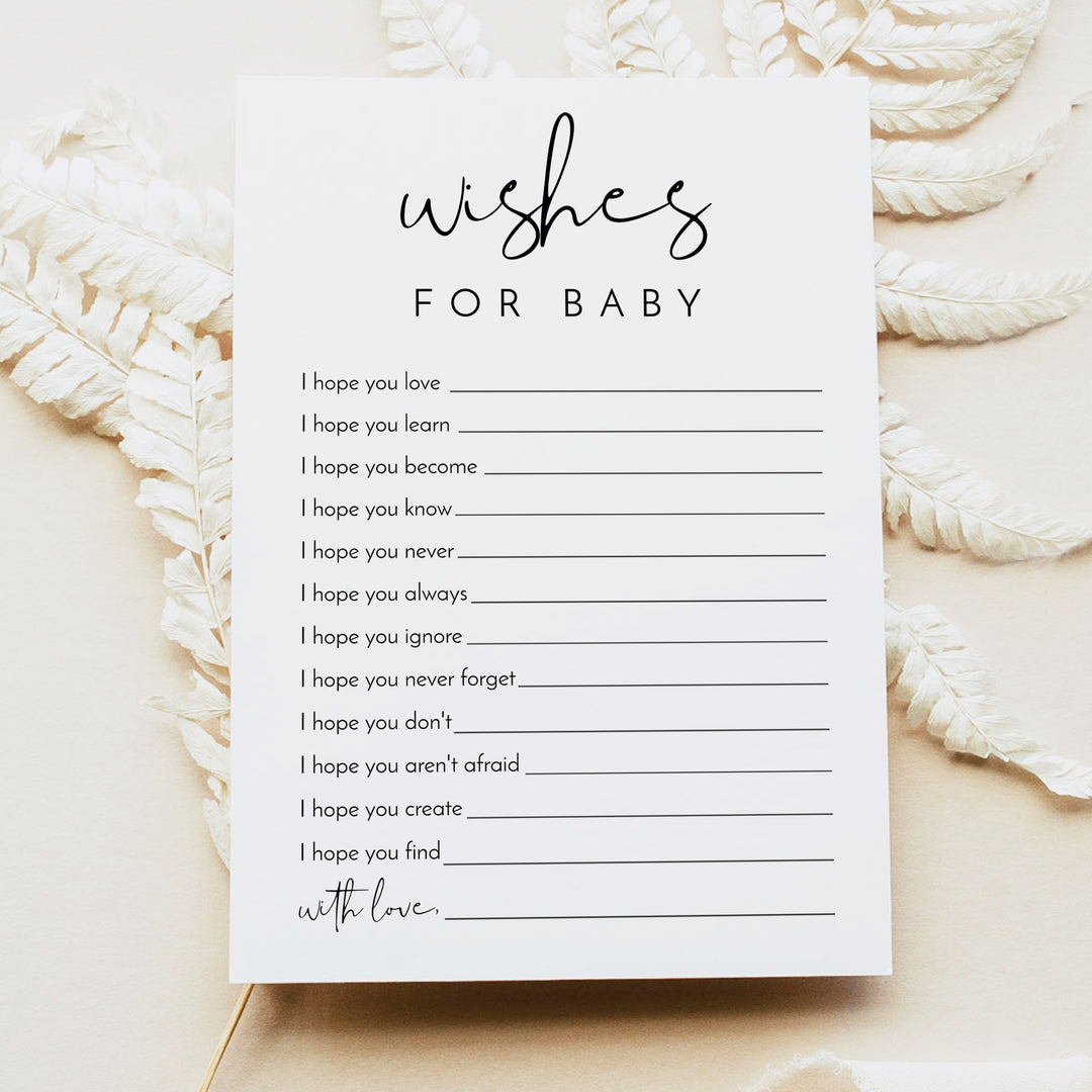 ADELLA Wishes for Baby Game Printed or Instant Download | Modern Minimalist