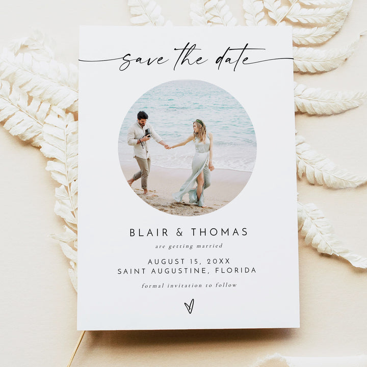 BLAIR Boho Wedding Save the Date Cards with Photo