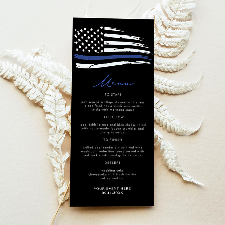 POLICE Flag Menu Cards for Retirement or Appreciation Party