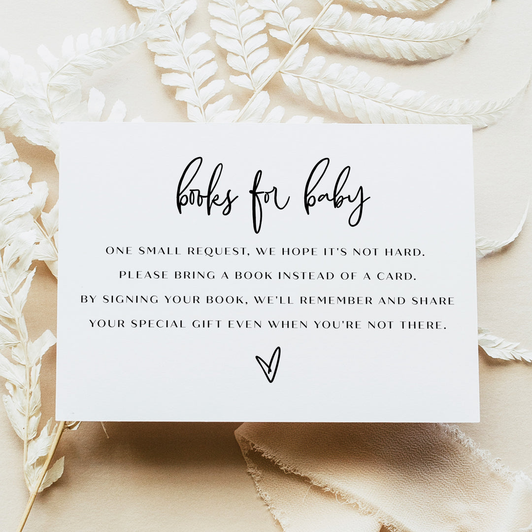 WILLOW Modern Black and White Baby Shower Books for Baby Card
