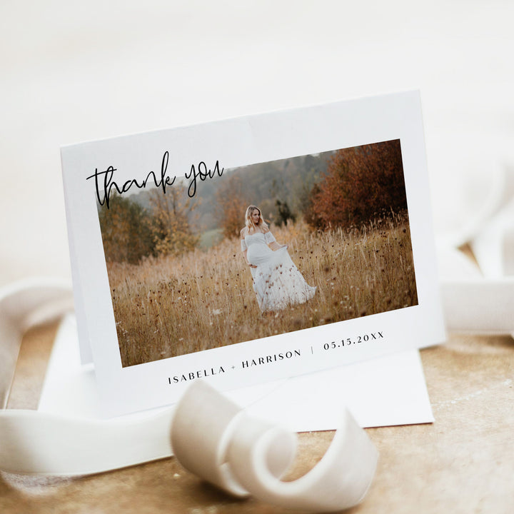 WILLOW Personalized Gender Neutral Baby Shower Thank You Card with Photo