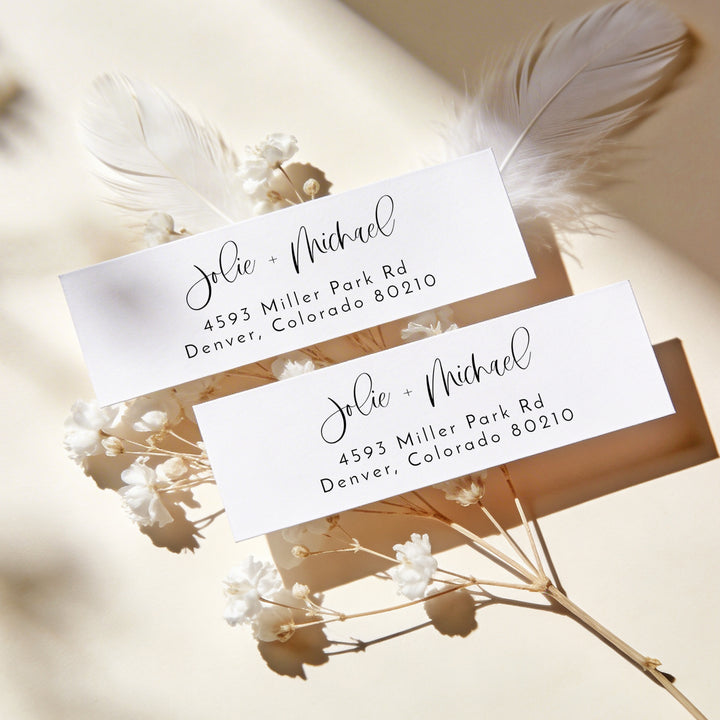 JOLIE Black and White Boho Wedding Return Address Label