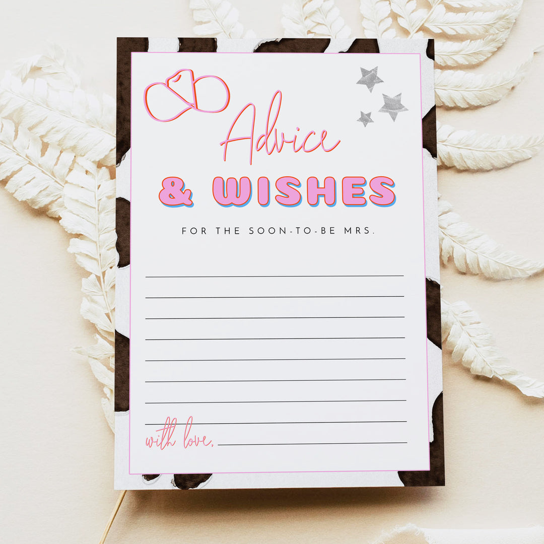 DINA Western Disco Bridal Shower Advice and Wishes Card