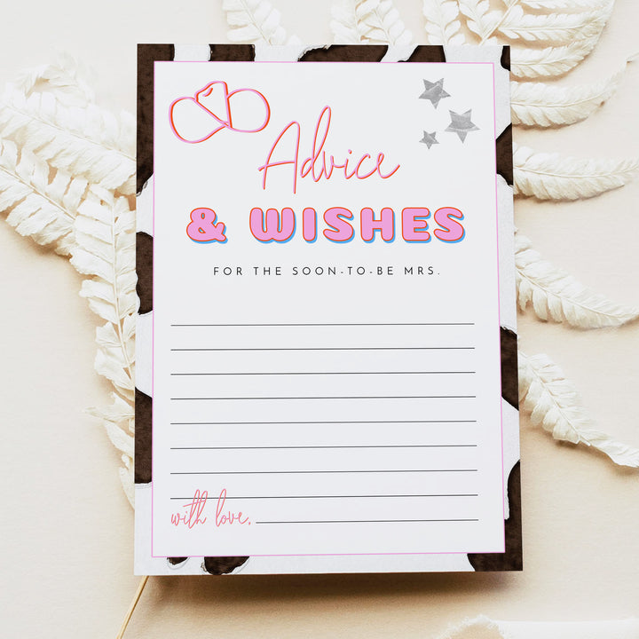 DINA Western Disco Bridal Shower Advice and Wishes Card