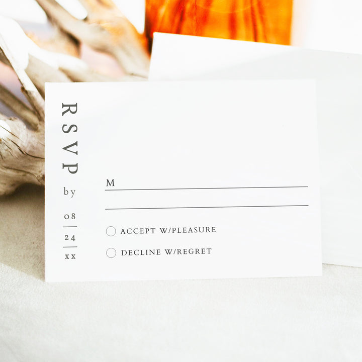 NINA Minimalist Sage Green Wedding RSVP Card with Envelopes