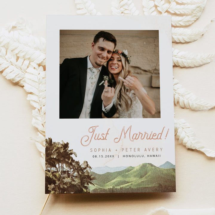 NANI Luxury Coastal Destination Wedding Thank You Cards with Photo