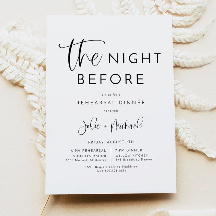 JOLIE The Night Before Simple Wedding Rehearsal Dinner Invitation