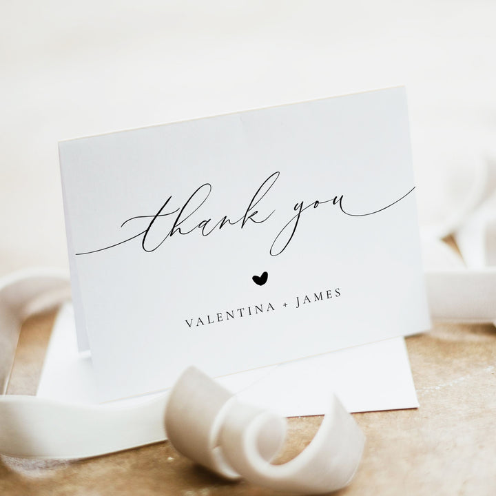 VALENTINA Personalized Black and White Thank You Cards