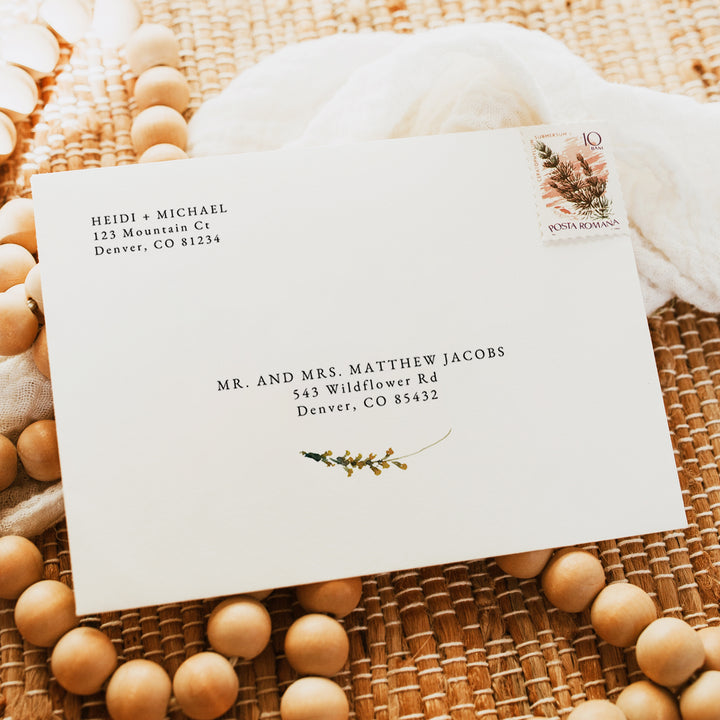 HEIDI Watercolor Wildflower Greenery Addressed Wedding Envelopes Printed or Instant Download
