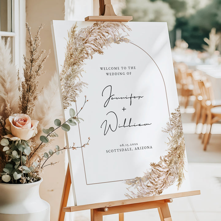 CIERA Personalized Elegant Pampas Wedding Welcome Sign