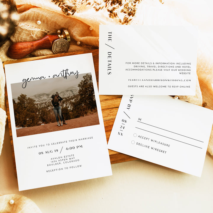 WILLOW Modern Romantic Wedding Invitation Suite with Photos