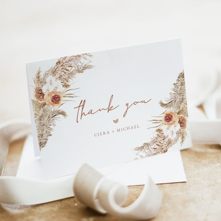 CIERA Personalized Rustic Terracotta Wedding Thank You Cards