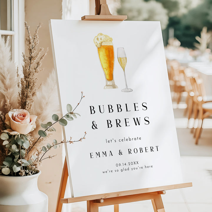 CHARLIE Bubbles and Brews Minimalist Wedding Welcome Sign
