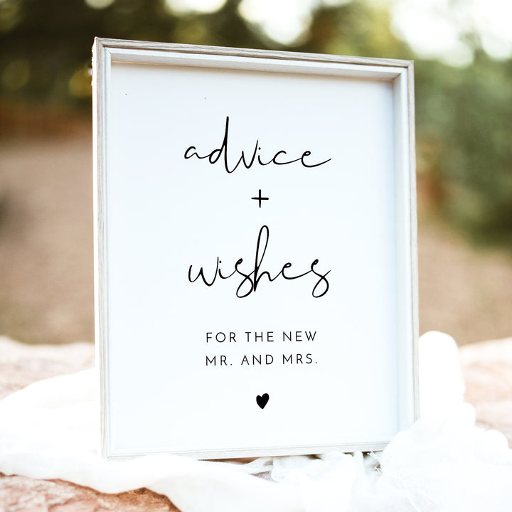 ADELLA Newlywed Advice and Wishes Sign Printed or Instant Download | Modern Minimalist