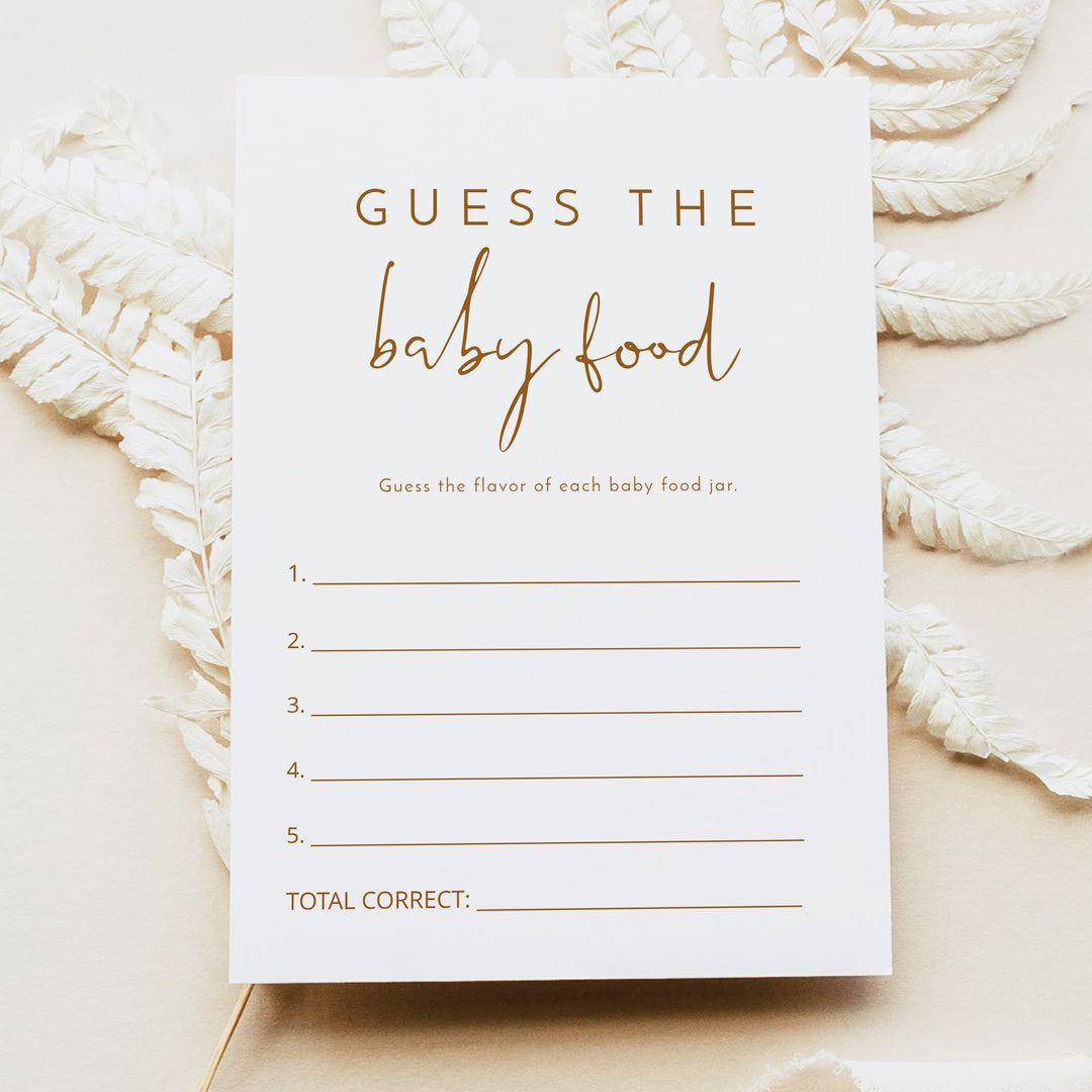 INDIE Guess the Baby Food Boho Baby Shower Guessing Game Card
