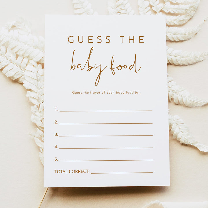INDIE Guess the Baby Food Boho Baby Shower Guessing Game Card