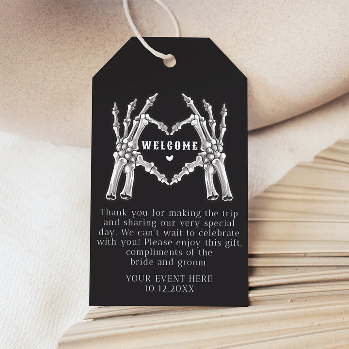 NOVA Moody Black Halloween Wedding Welcome Bag Tags