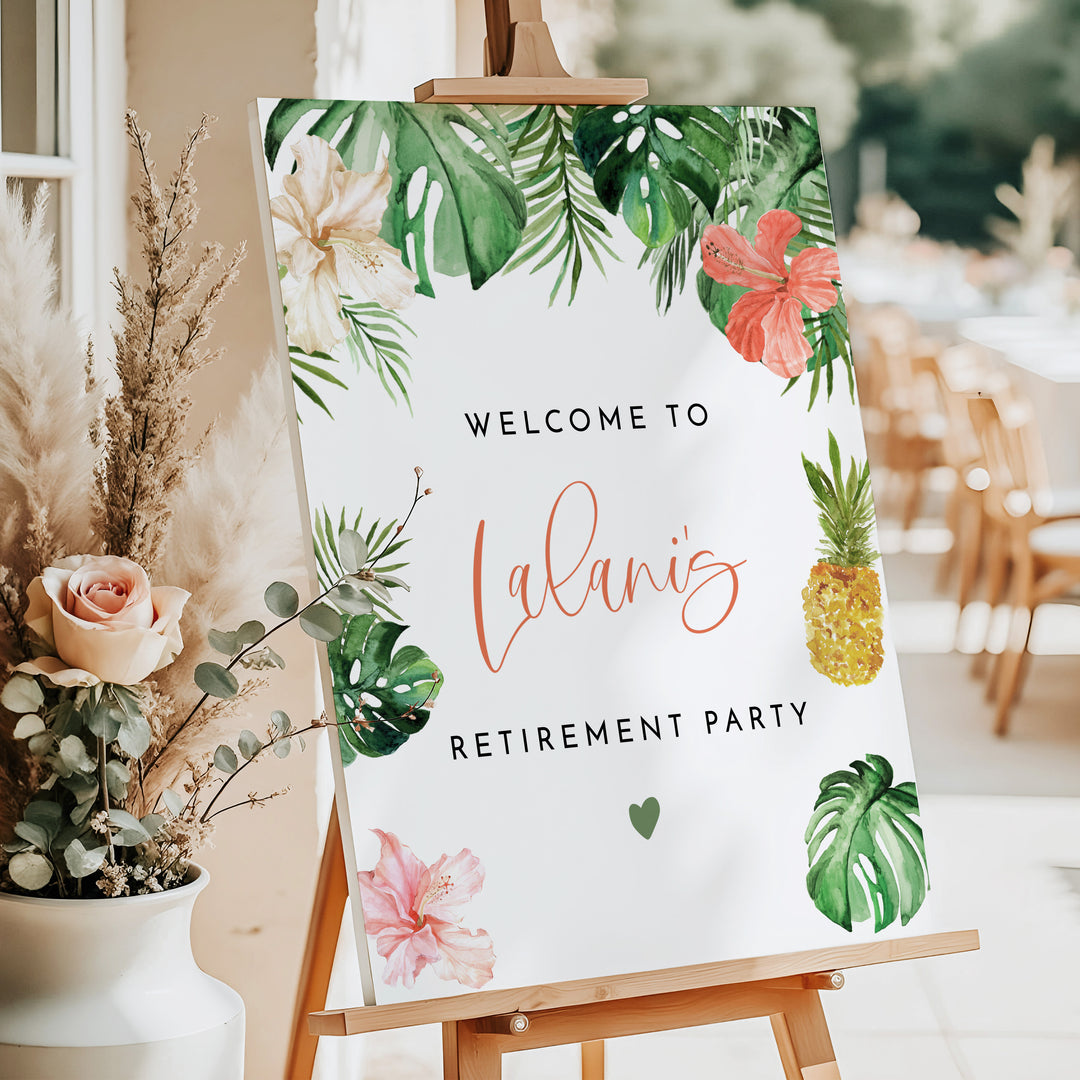 LALANI Tropical Luau Retirement Party Welcome Sign