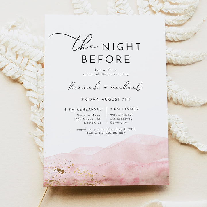 JULIEN The Night Before Modern Boho Rehearsal Dinner Invitation