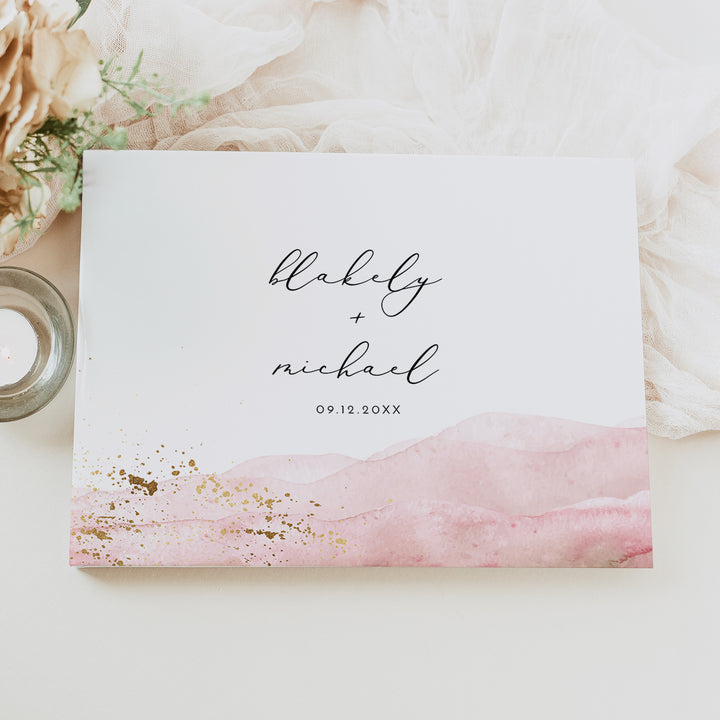 JULIEN Minimalist Pink Desert Wedding Guest Book