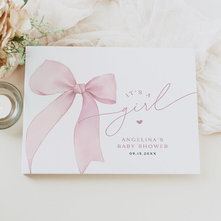 ANGELINA Personalized It's a Girl Baby Shower Guest Book