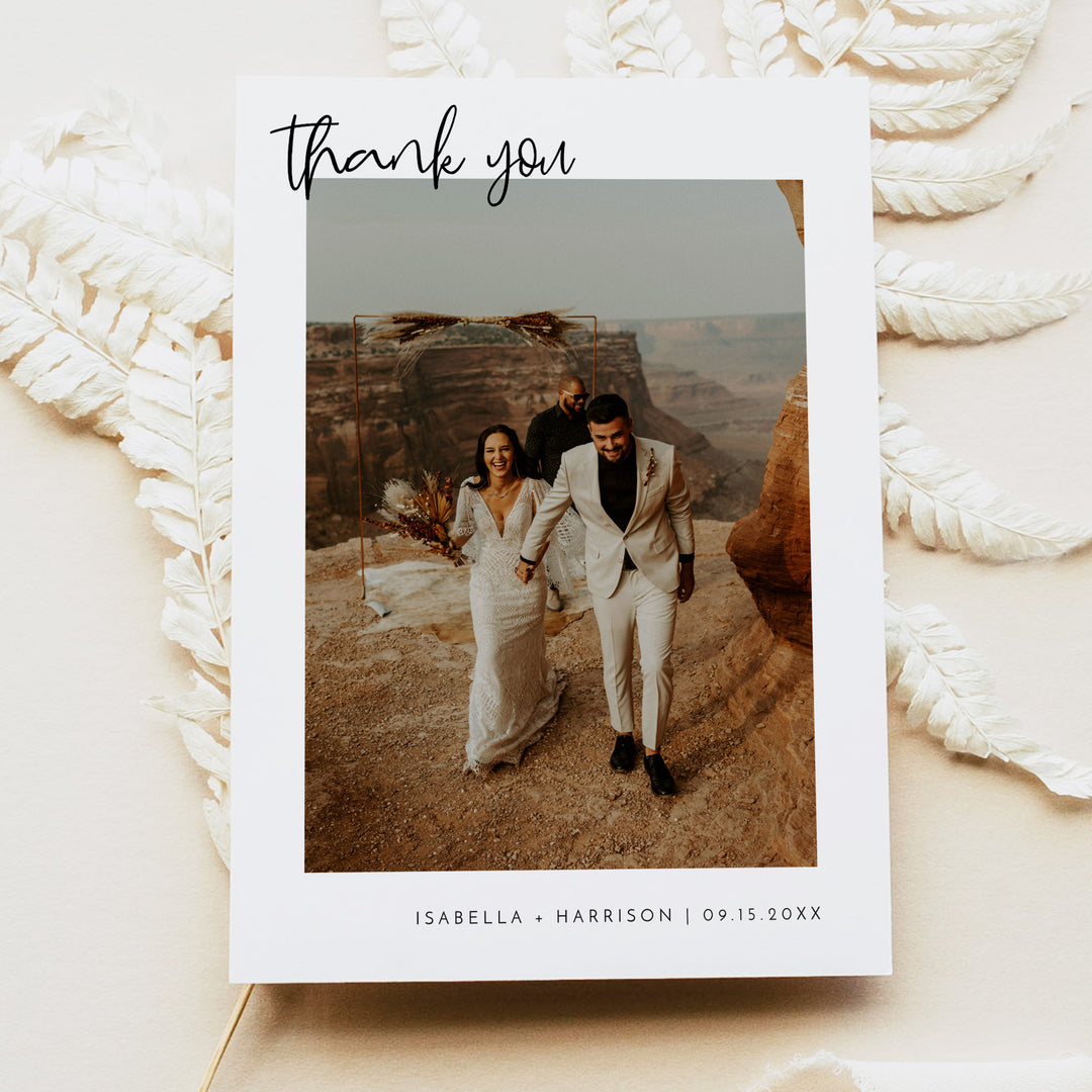 WILLOW Personalized Modern Boho Wedding Photo Thank You Cards