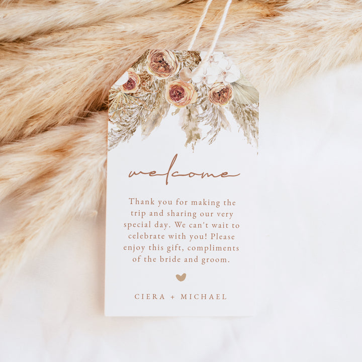 CIERA Elegant Terracotta Wedding Welcome Bag Tags