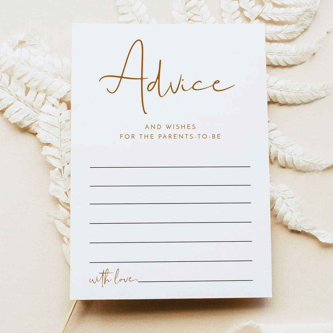 INDIE Rustic Taupe Baby Shower Advice and Wishes for Baby Cards