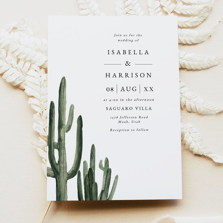 ELEANOR Modern Desert Wedding Invitations with Photo