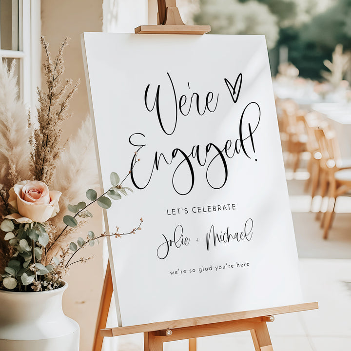 JOLIE We're Engaged Romantic Script Engagement Party Welcome Sign
