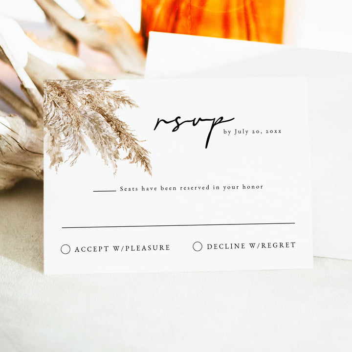 CIERA Rustic Fall Wedding RSVP Card with Envelopes