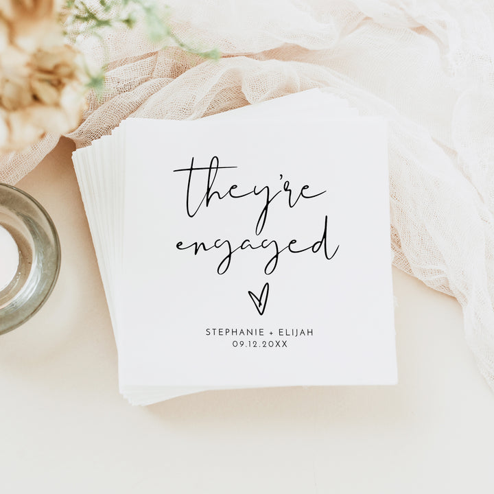 ADELLA They're Engaged Simple Boho Engagement Party Napkins