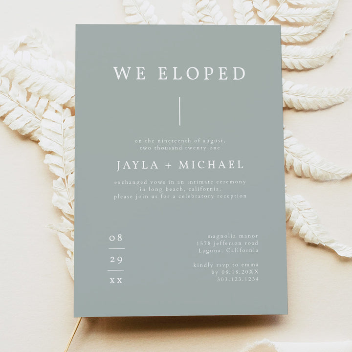 NINA We Eloped Modern Boho Elopement Reception Invitation
